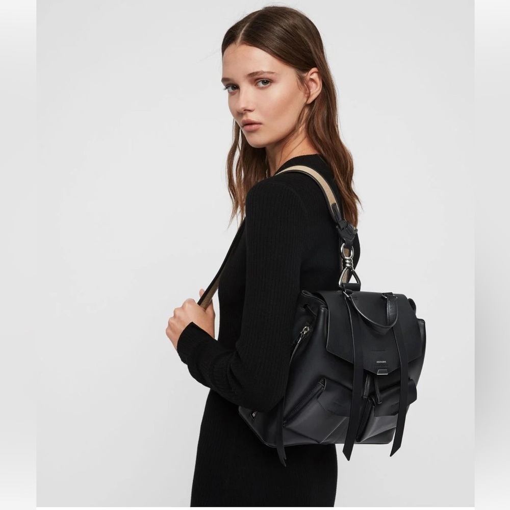 AllSaints Darcy Black Leather Backpack - Picture 6 of 6